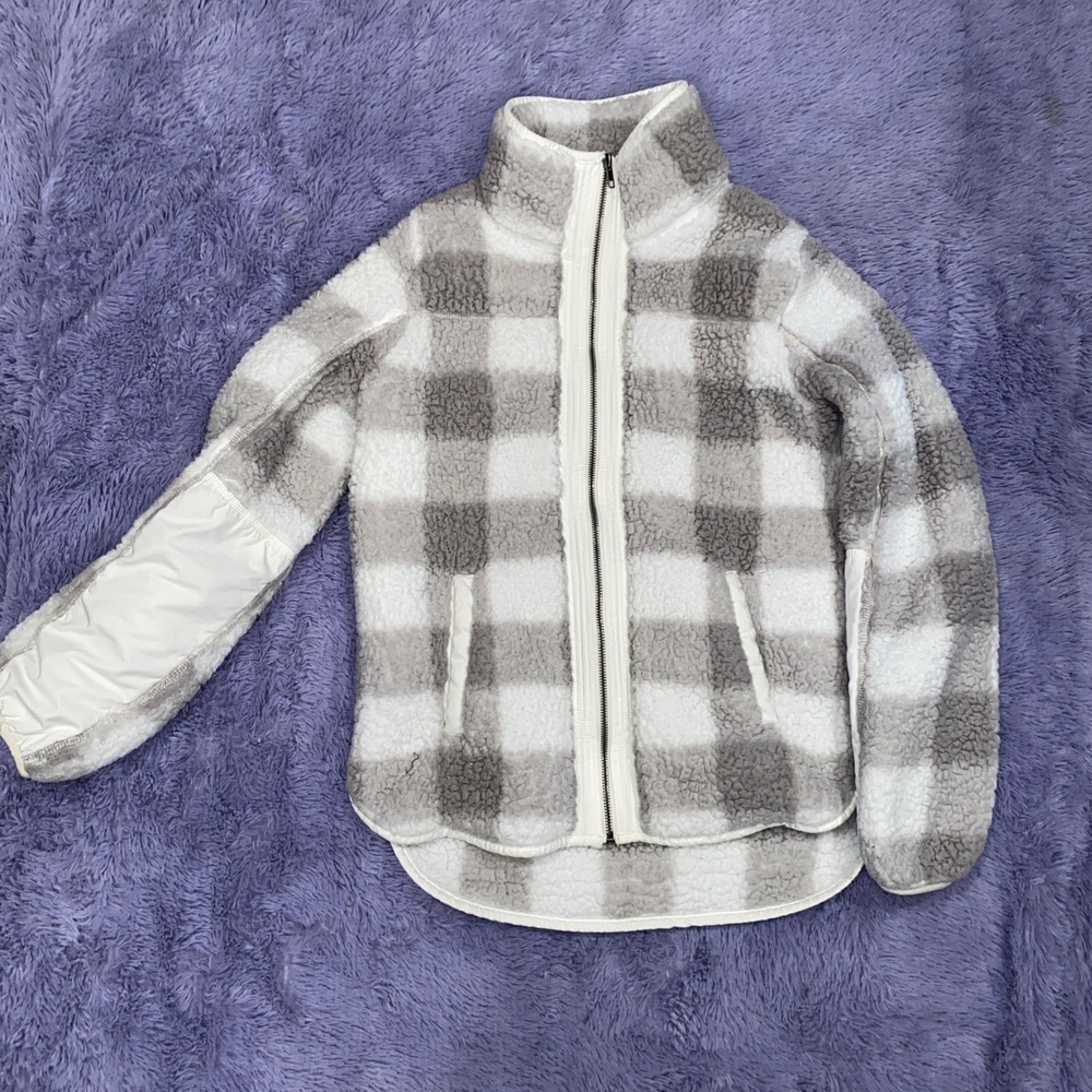 Abercrombie & Fitch Soft Sherpa Jacket Women's Small Plaid Outdoor